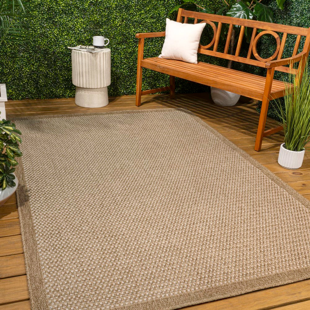 Solvyn Easy Jute Contemporary Border Boho Fine Rib Weave Area Rug