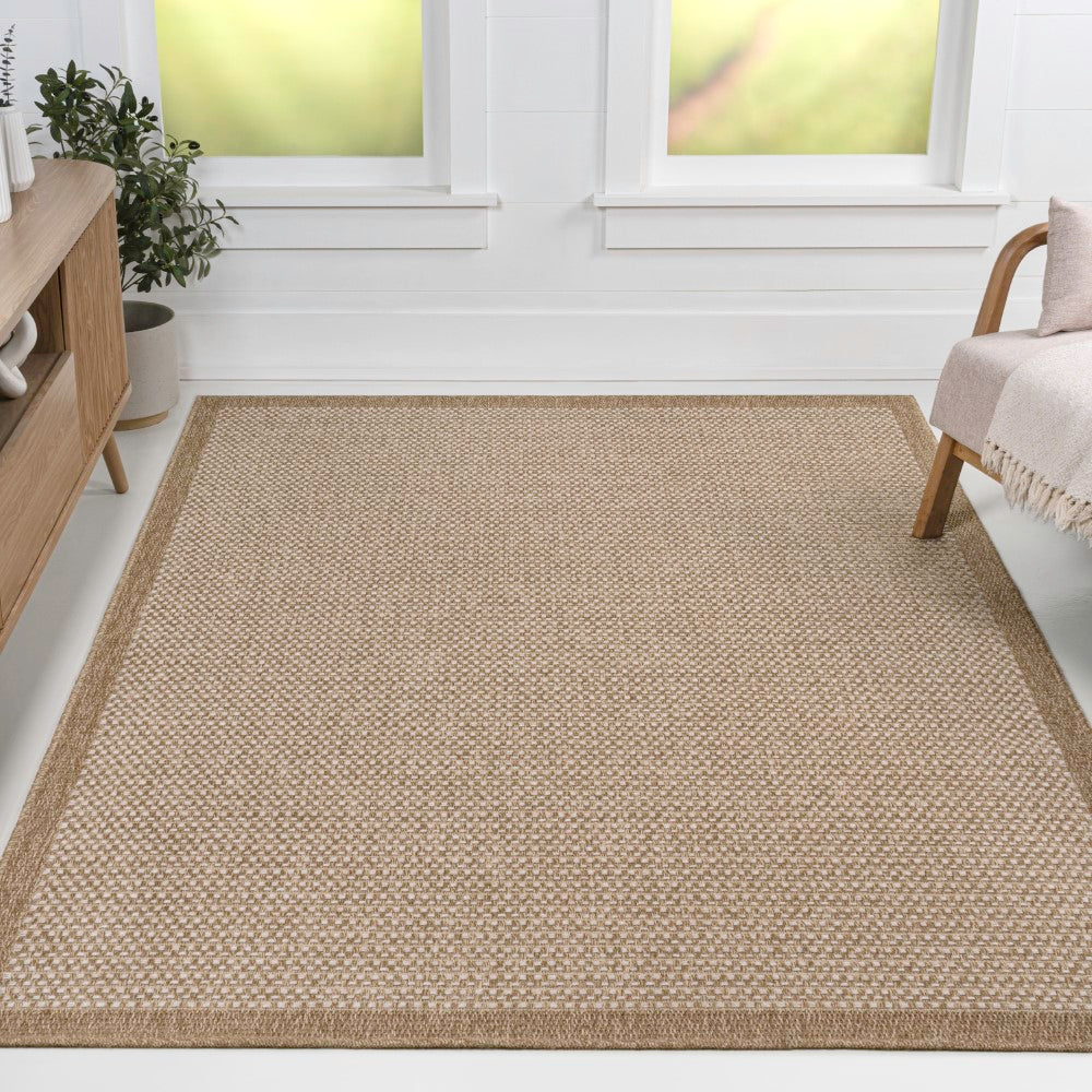 Solvyn Easy Jute Contemporary Border Boho Fine Rib Weave Area Rug