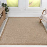 Solvyn Easy Jute Contemporary Border Boho Fine Rib Weave Area Rug