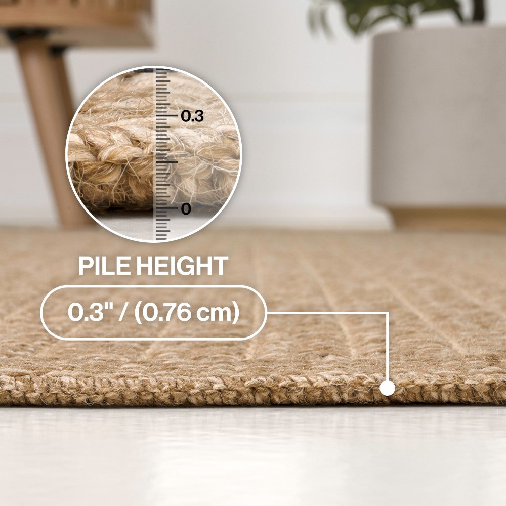 Solvyn Easy Jute Contemporary Border Boho Fine Rib Weave Area Rug
