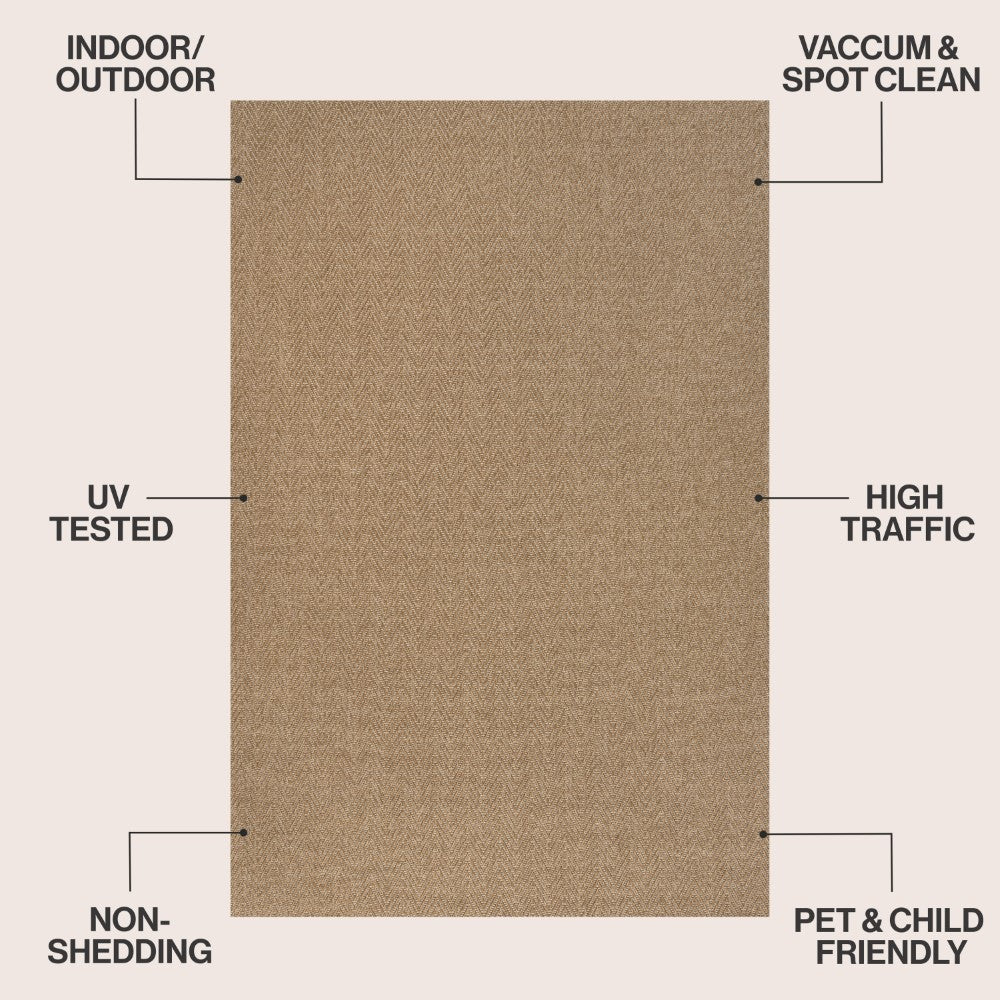 Orvella Easy Jute Scandinavian Boho Herringbone Weave Area Rug