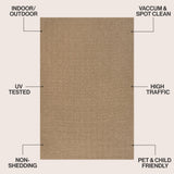 Orvella Easy Jute Scandinavian Boho Herringbone Weave Area Rug