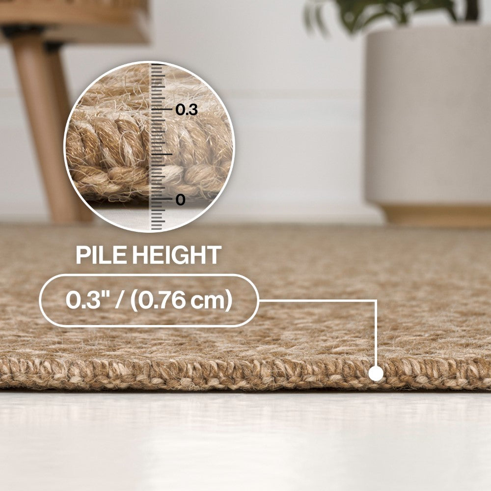 Orvella Easy Jute Scandinavian Boho Herringbone Weave Area Rug