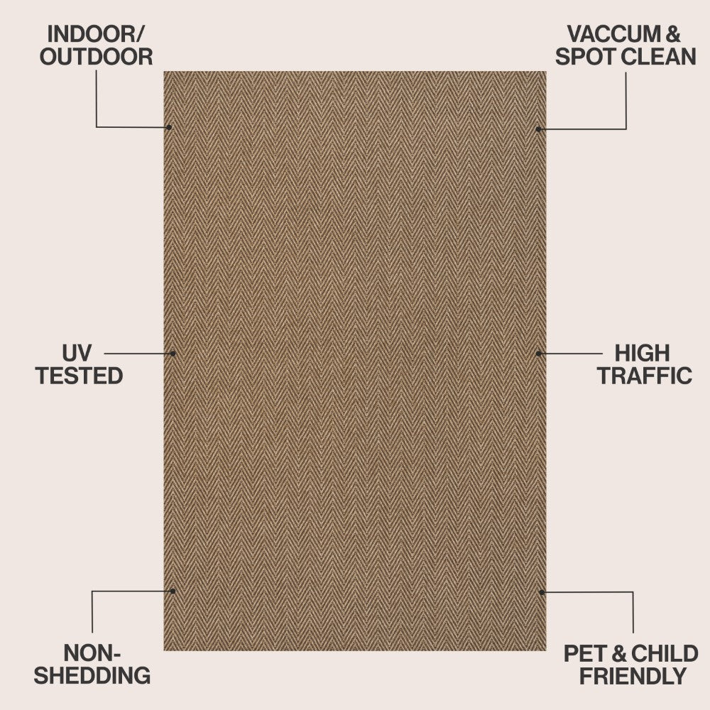 Orvella Easy Jute Scandinavian Boho Herringbone Weave Area Rug