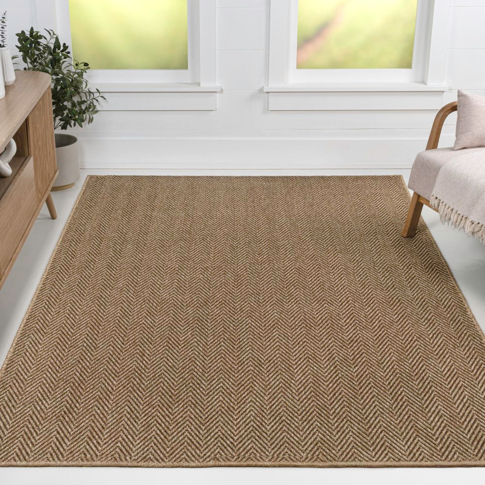 Orvella Easy Jute Scandinavian Boho Herringbone Weave Area Rug