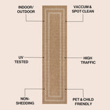 Valcero Easy Jute Minimalist Boho Inset Border Area Rug