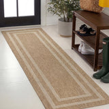 Valcero Easy Jute Minimalist Boho Inset Border Area Rug