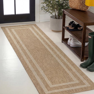 Valcero Easy Jute Minimalist Boho Inset Border Area Rug