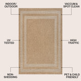 Valcero Easy Jute Minimalist Boho Inset Border Area Rug