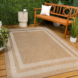 Valcero Easy Jute Minimalist Boho Inset Border Area Rug