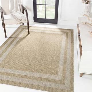 Valcero Easy Jute Minimalist Boho Inset Border Area Rug