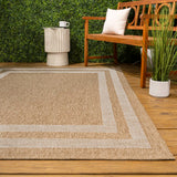 Valcero Easy Jute Minimalist Boho Inset Border Area Rug