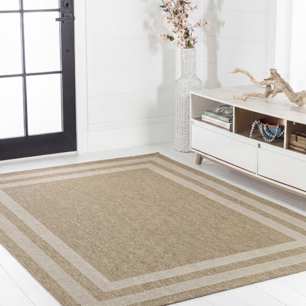 Valcero Easy Jute Minimalist Boho Inset Border Area Rug