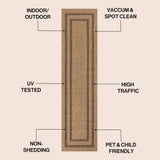 Valcero Easy Jute Minimalist Boho Inset Border Area Rug
