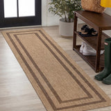 Valcero Easy Jute Minimalist Boho Inset Border Area Rug
