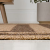 Valcero Easy Jute Minimalist Boho Inset Border Area Rug