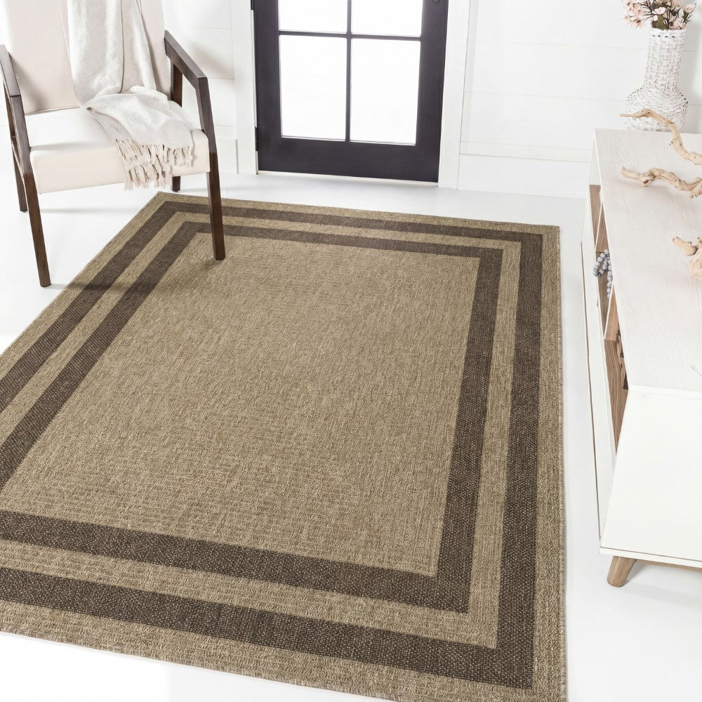 Valcero Easy Jute Minimalist Boho Inset Border Area Rug