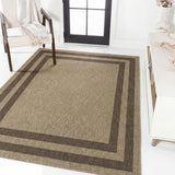 Valcero Easy Jute Minimalist Boho Inset Border Area Rug