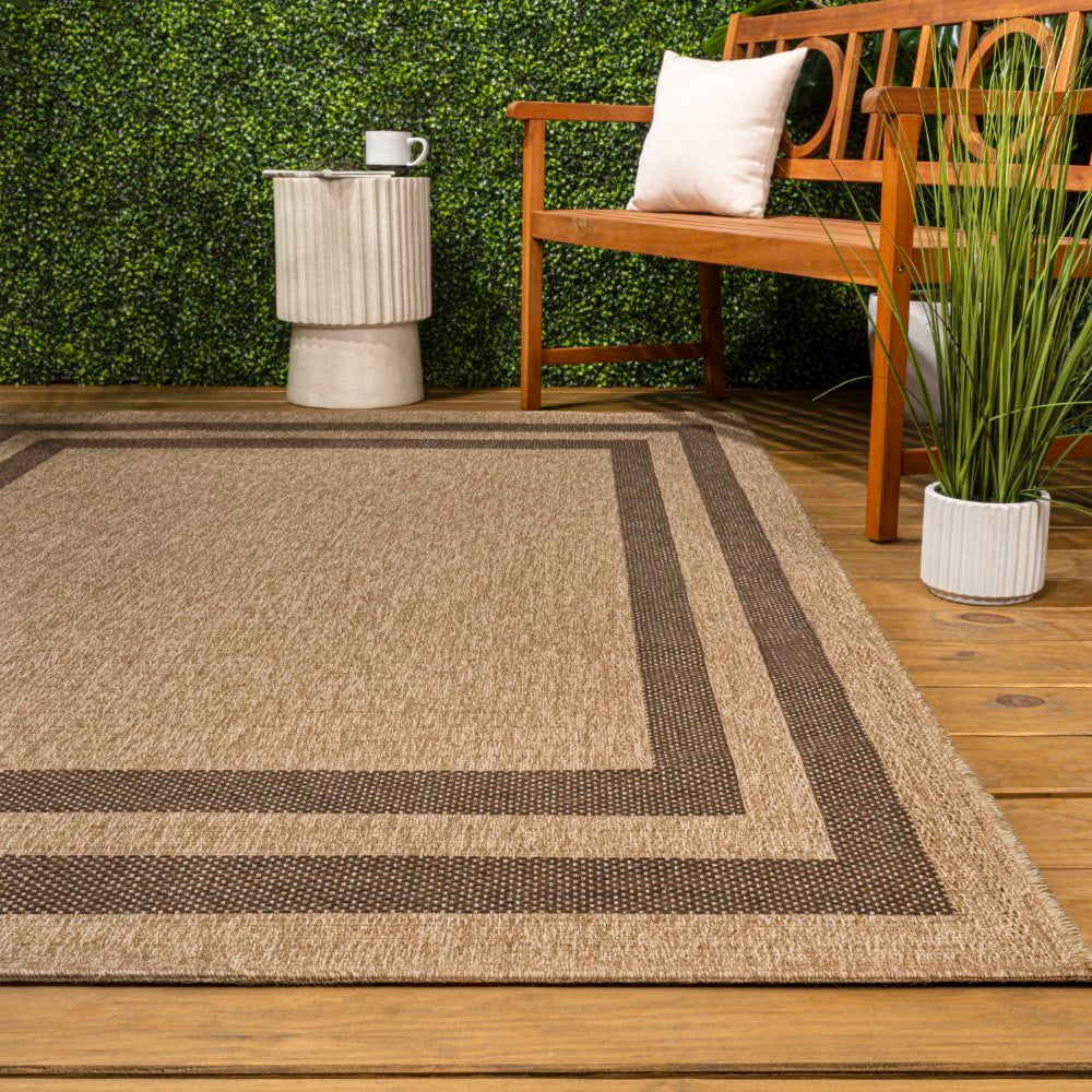 Valcero Easy Jute Minimalist Boho Inset Border Area Rug