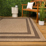 Valcero Easy Jute Minimalist Boho Inset Border Area Rug