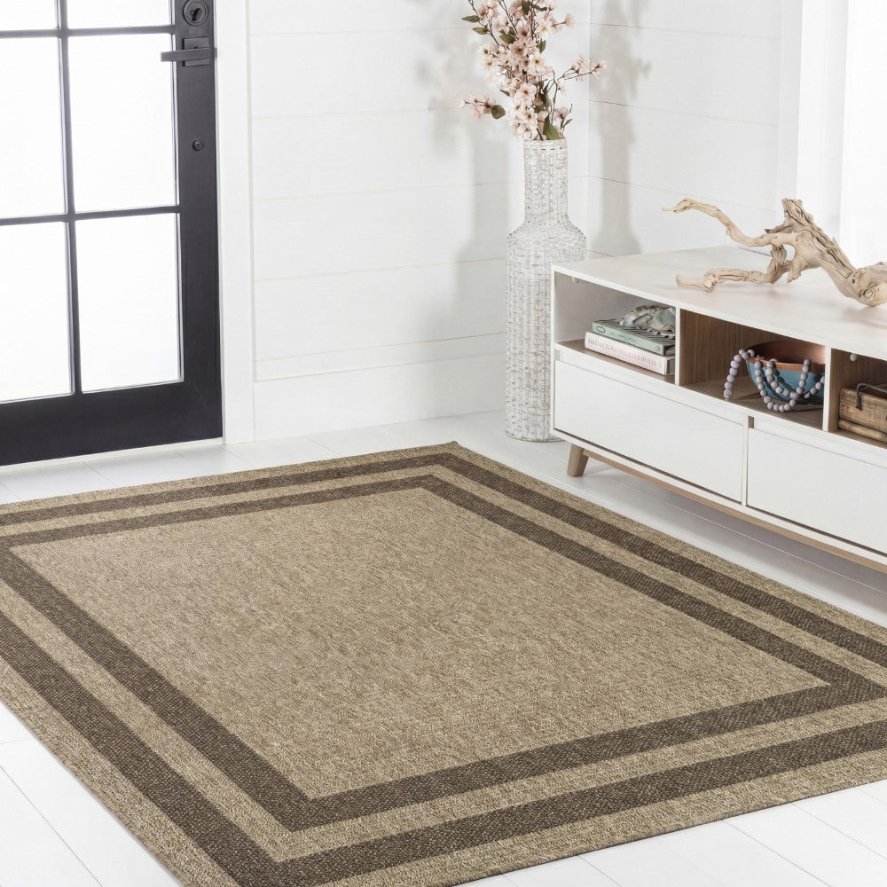 Valcero Easy Jute Minimalist Boho Inset Border Area Rug