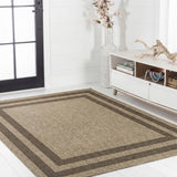 Valcero Easy Jute Minimalist Boho Inset Border Area Rug