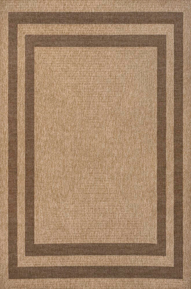 Valcero Easy Jute Minimalist Boho Inset Border Area Rug