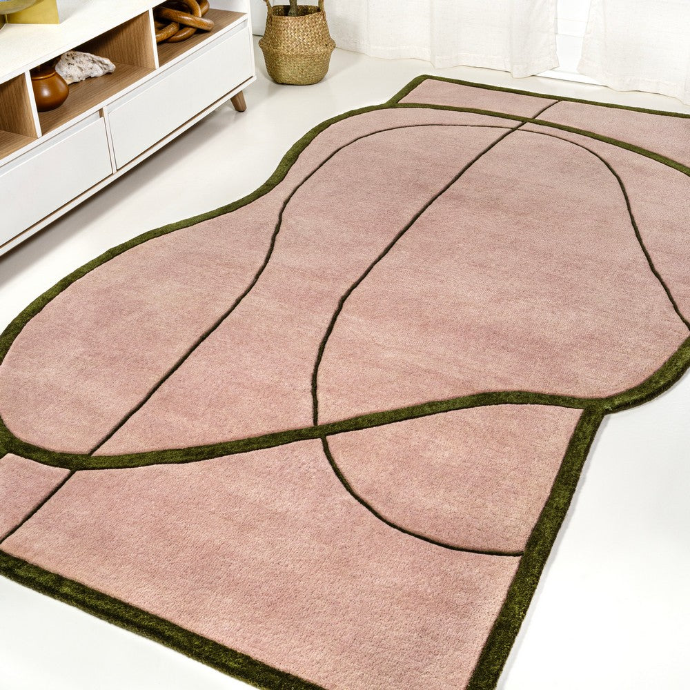 Manifest Coastal Geometric Border Handwoven Wool Area Rug