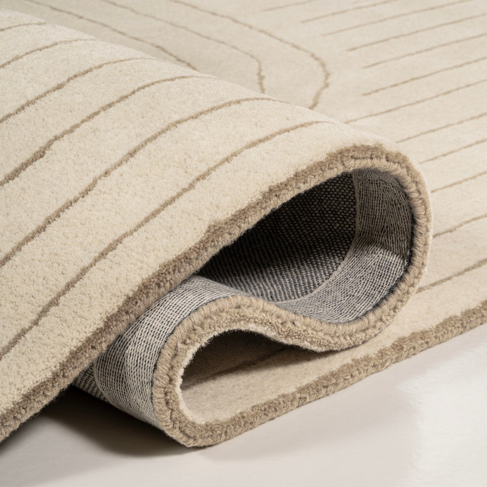Earthy Bohemian Abstract Striped Handwoven Wool Area Rug