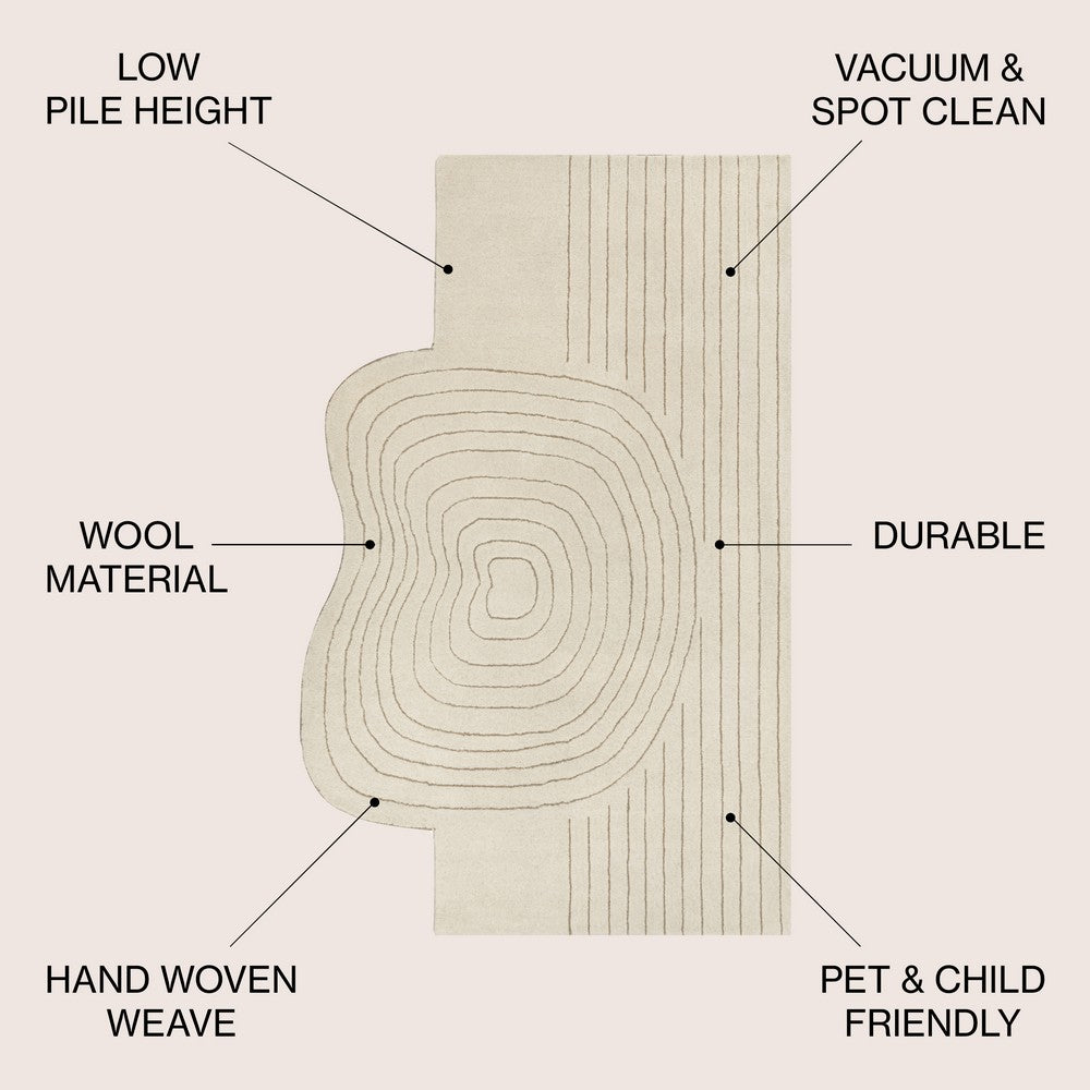 Earthy Bohemian Abstract Striped Handwoven Wool Area Rug