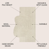 Earthy Bohemian Abstract Striped Handwoven Wool Area Rug