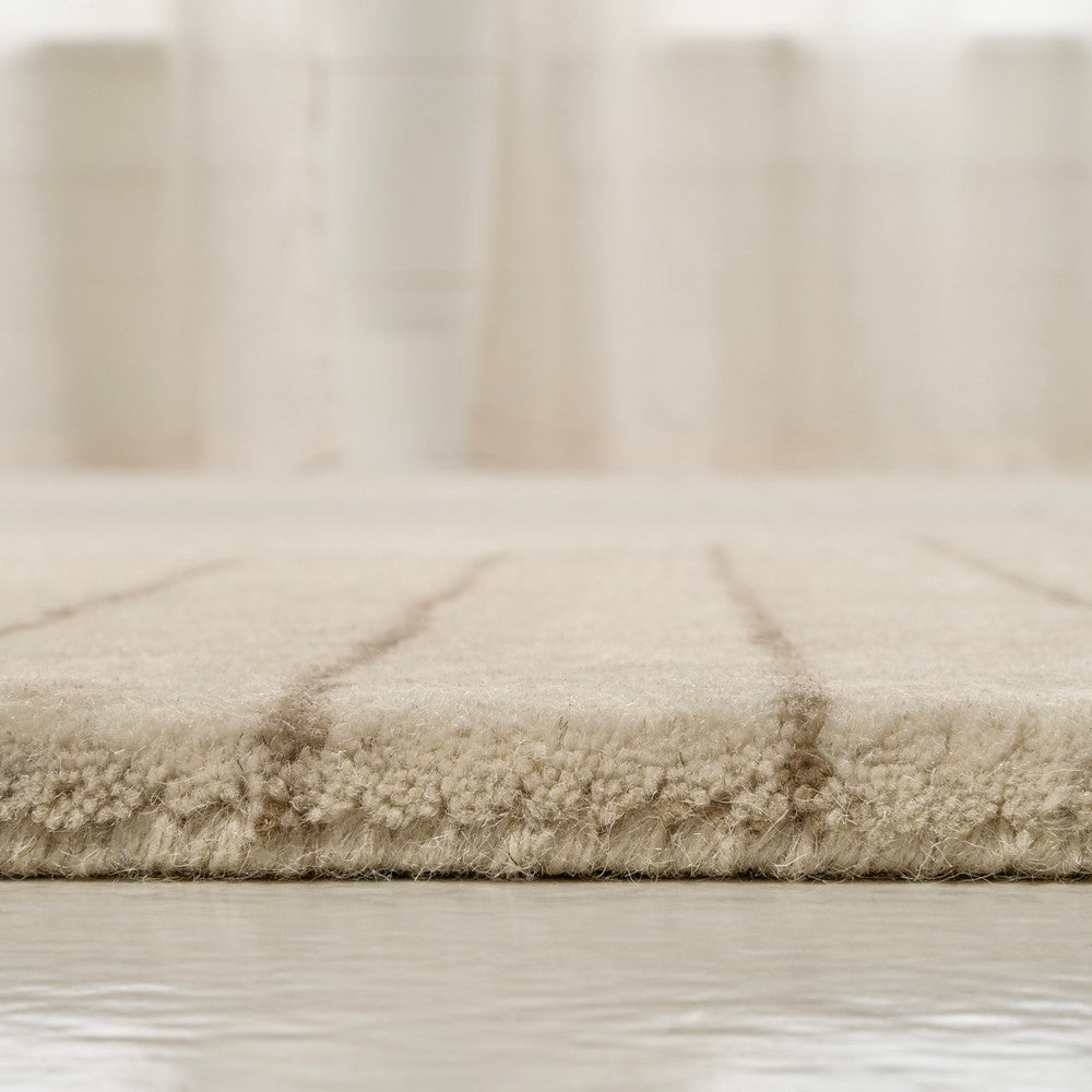 Earthy Bohemian Abstract Striped Handwoven Wool Area Rug