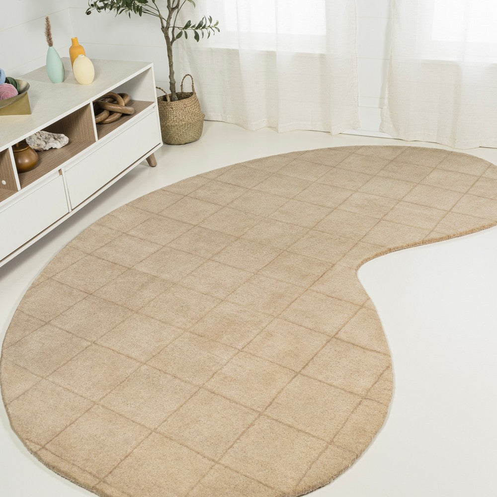 Georgia Modern Plaid Grid Handwoven Wool Area Rug