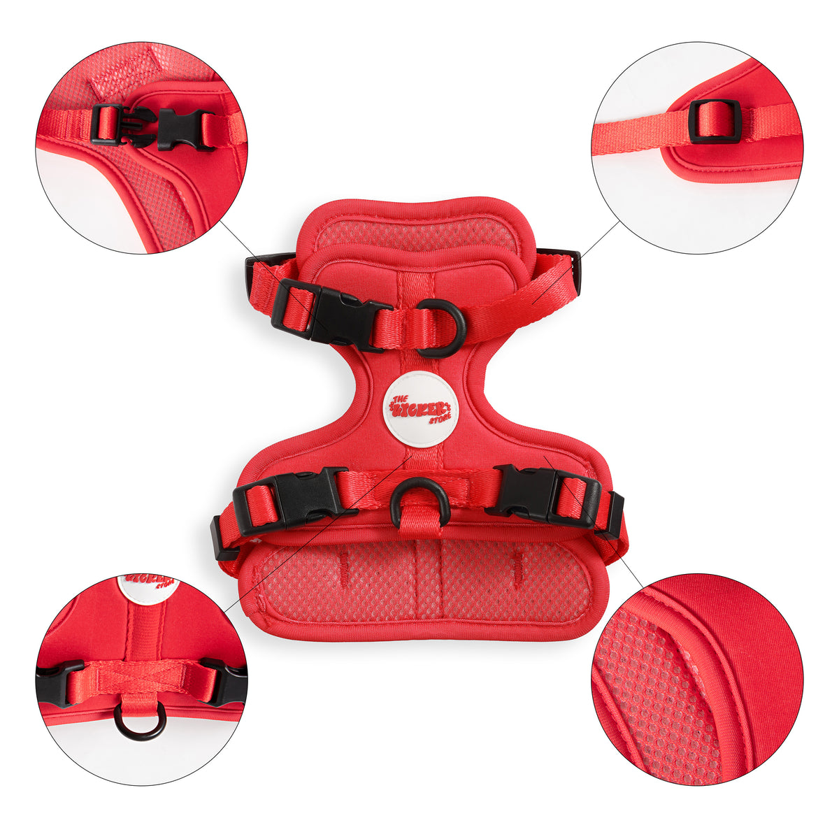 Khushal Adjustable Soft Padded No Pull Pet Harness with 3 Buckles and 3 Leash Clips
