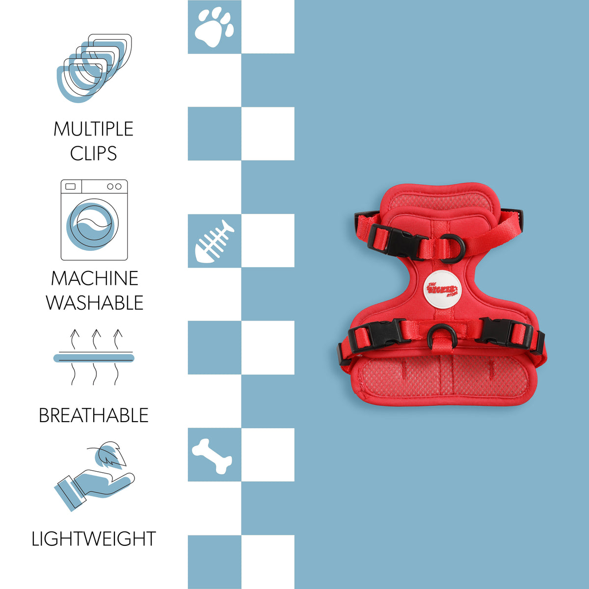 Khushal Adjustable Soft Padded No Pull Pet Harness with 3 Buckles and 3 Leash Clips