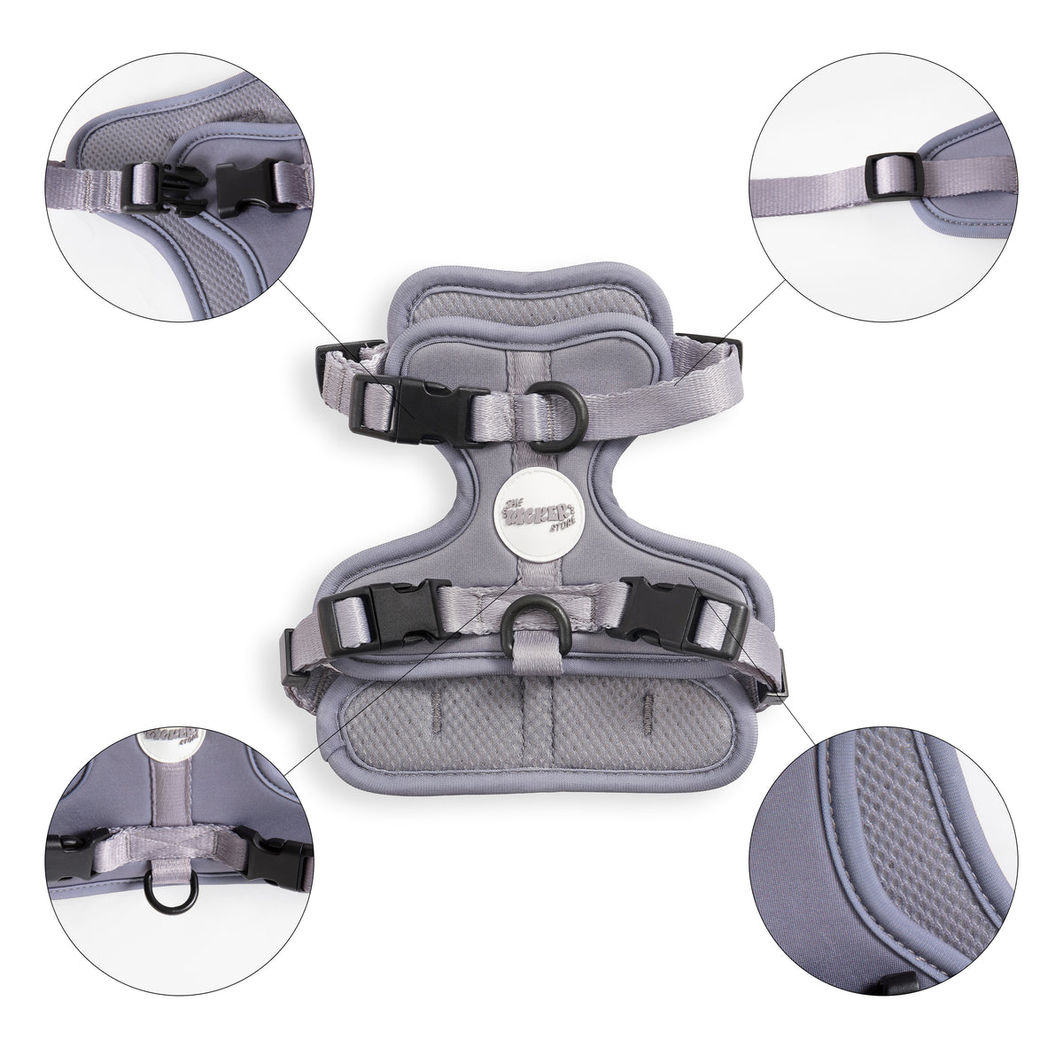 Khushal Adjustable Soft Padded No Pull Pet Harness with 3 Buckles and 3 Leash Clips