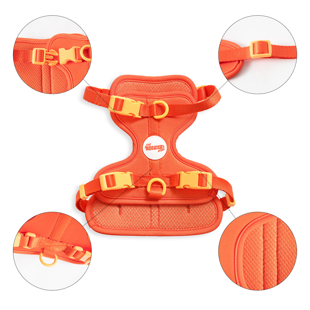 Khushal Adjustable Soft Padded No Pull Pet Harness with 3 Buckles and 3 Leash Clips