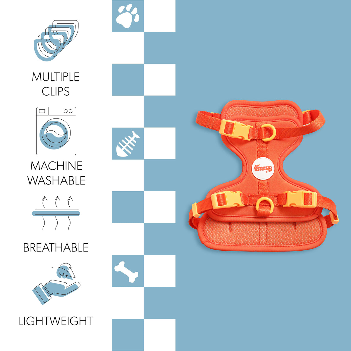 Khushal Adjustable Soft Padded No Pull Pet Harness with 3 Buckles and 3 Leash Clips
