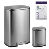 Connor Rectangular 13-Gallon Trash Can with Soft-Close Lid and FREE Mini Trash Can