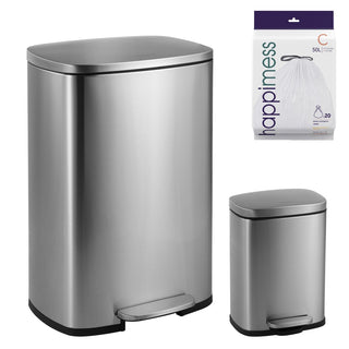 Connor Rectangular 13-Gallon Trash Can with Soft-Close Lid and FREE Mini Trash Can