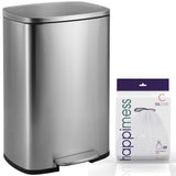 Connor Rectangular 13-Gallon Trash Can with Soft-Close Lid and FREE Mini Trash Can