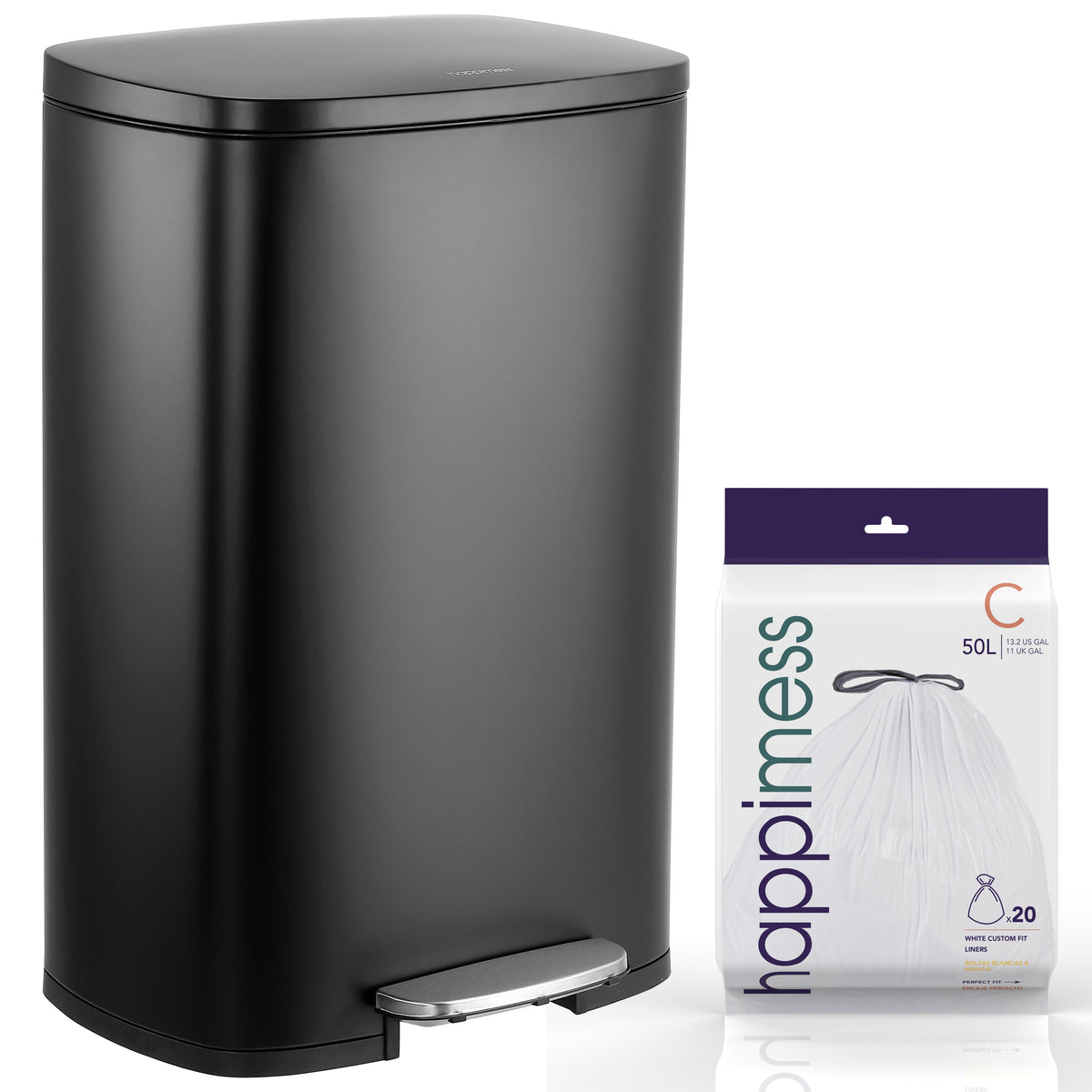 Connor Rectangular 13-Gallon Trash Can with Soft-Close Lid and FREE Mini Trash Can