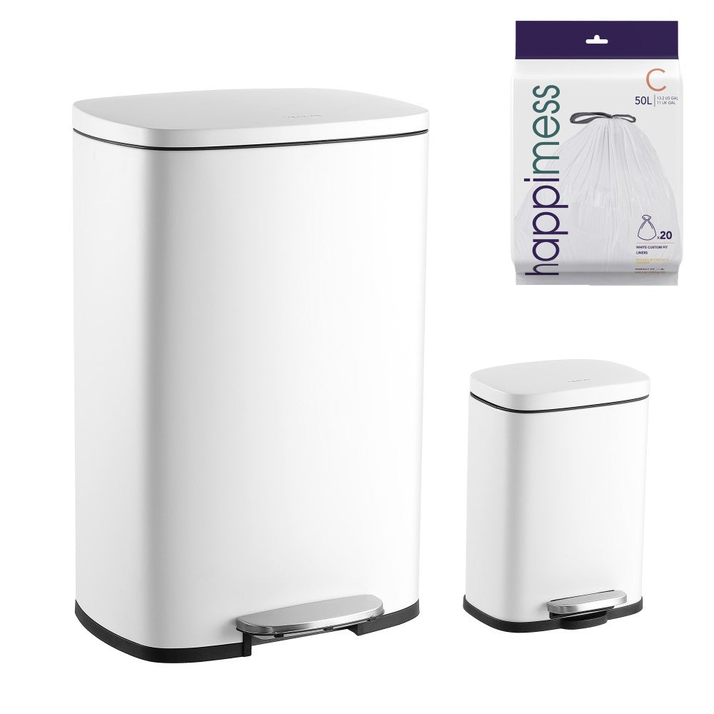 Connor Rectangular 13-Gallon Trash Can with Soft-Close Lid and FREE Mini Trash Can