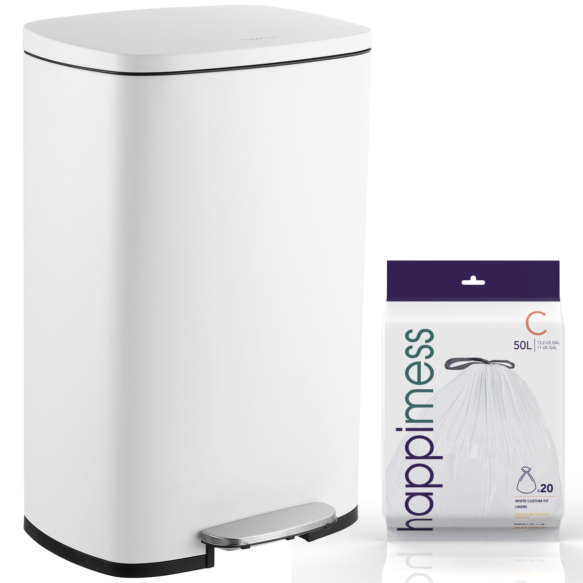 Connor Rectangular 13-Gallon Trash Can with Soft-Close Lid and FREE Mini Trash Can