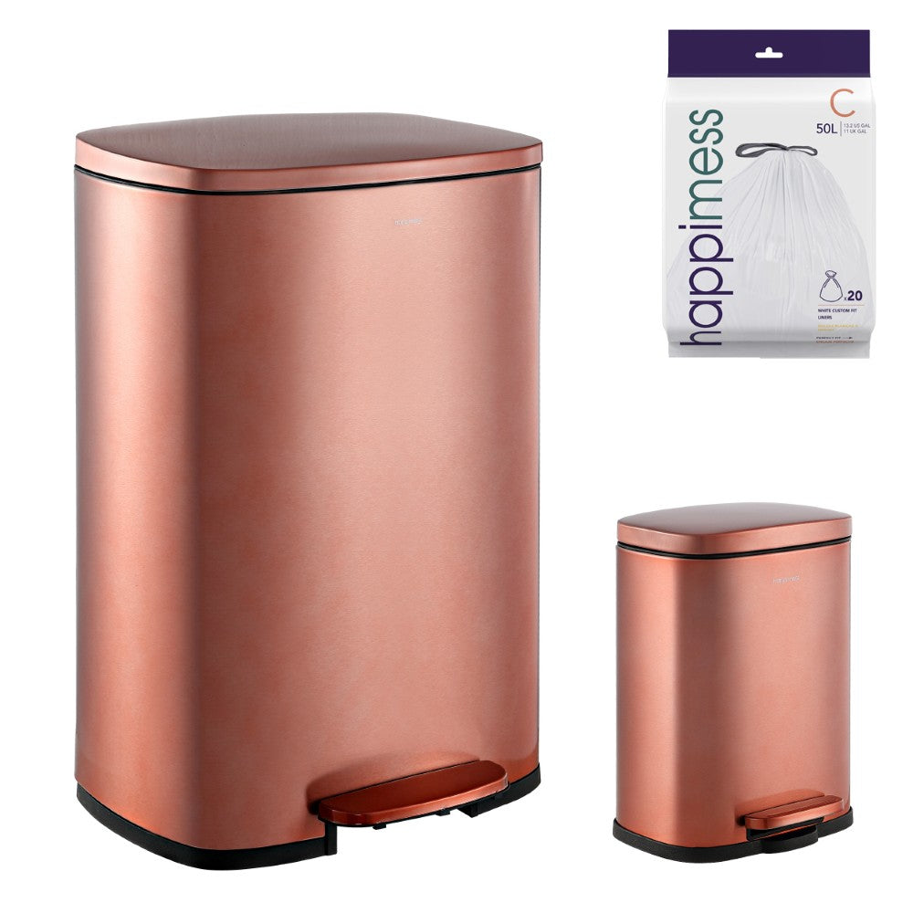 Connor Rectangular 13-Gallon Trash Can with Soft-Close Lid and FREE Mini Trash Can