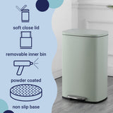 Connor Rectangular 13-Gallon Trash Can with Soft-Close Lid and FREE Mini Trash Can