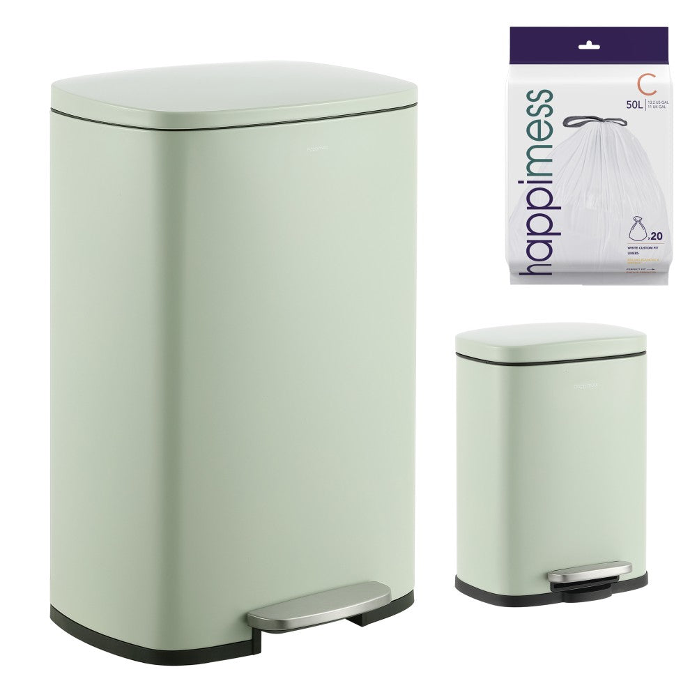 Connor Rectangular 13-Gallon Trash Can with Soft-Close Lid and FREE Mini Trash Can
