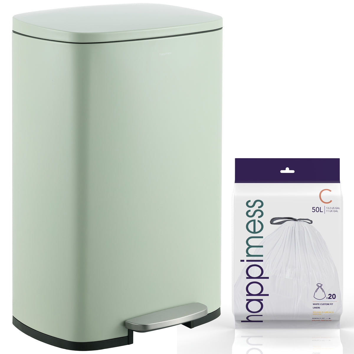 Connor Rectangular 13-Gallon Trash Can with Soft-Close Lid and FREE Mini Trash Can