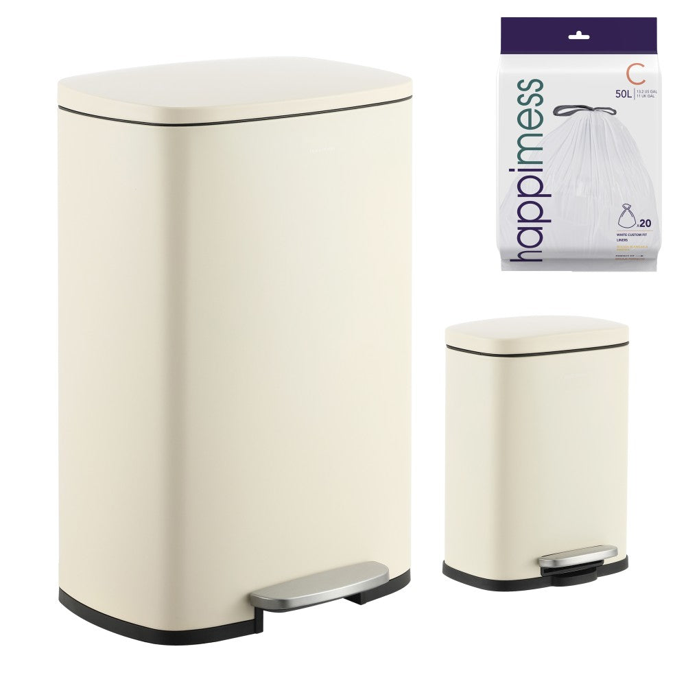 Connor Rectangular 13-Gallon Trash Can with Soft-Close Lid and FREE Mini Trash Can