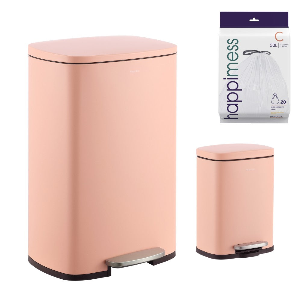 Connor Rectangular 13-Gallon Trash Can with Soft-Close Lid and FREE Mini Trash Can